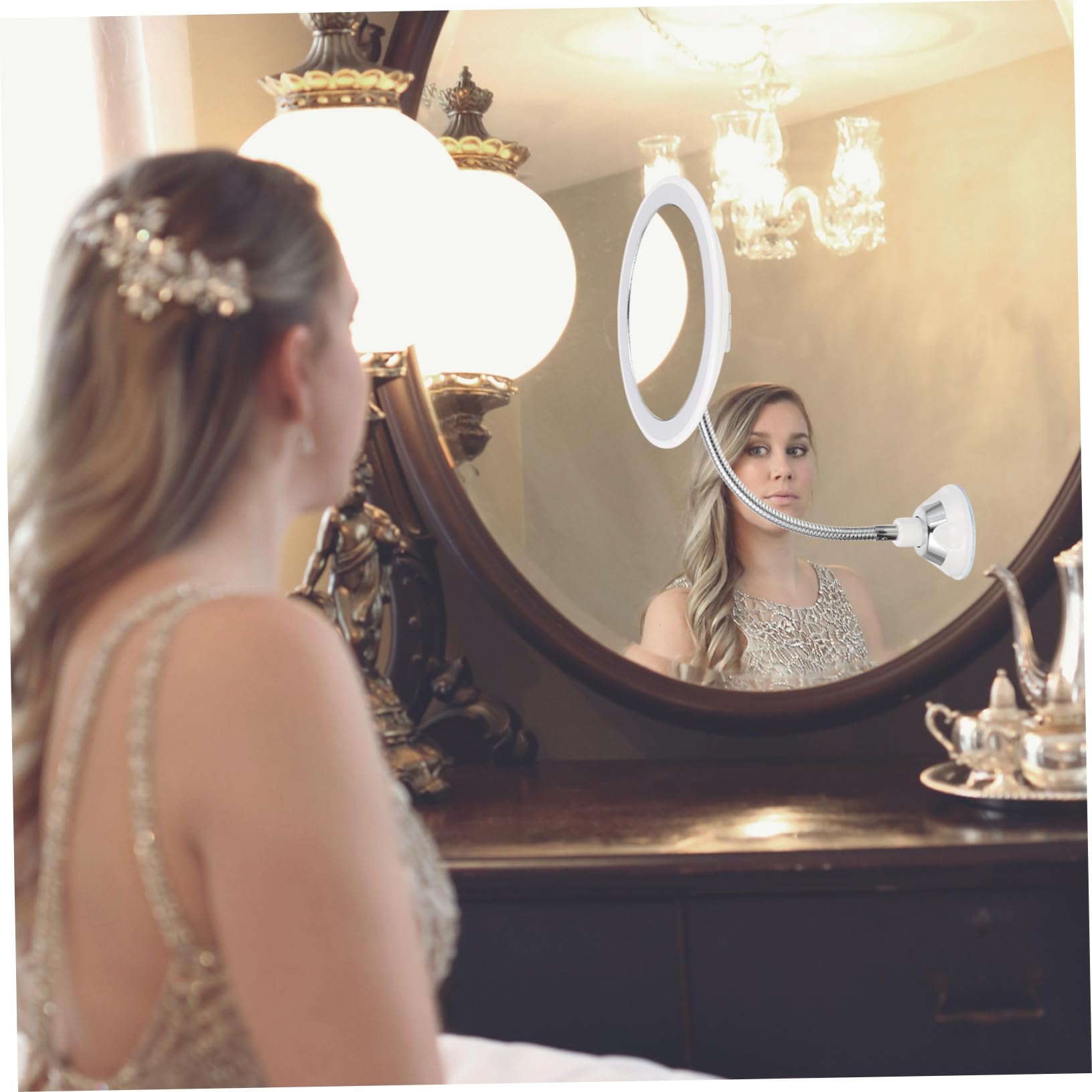 Miroir Grossissant 10x Blanc Ventouse, Rond et Rotatif