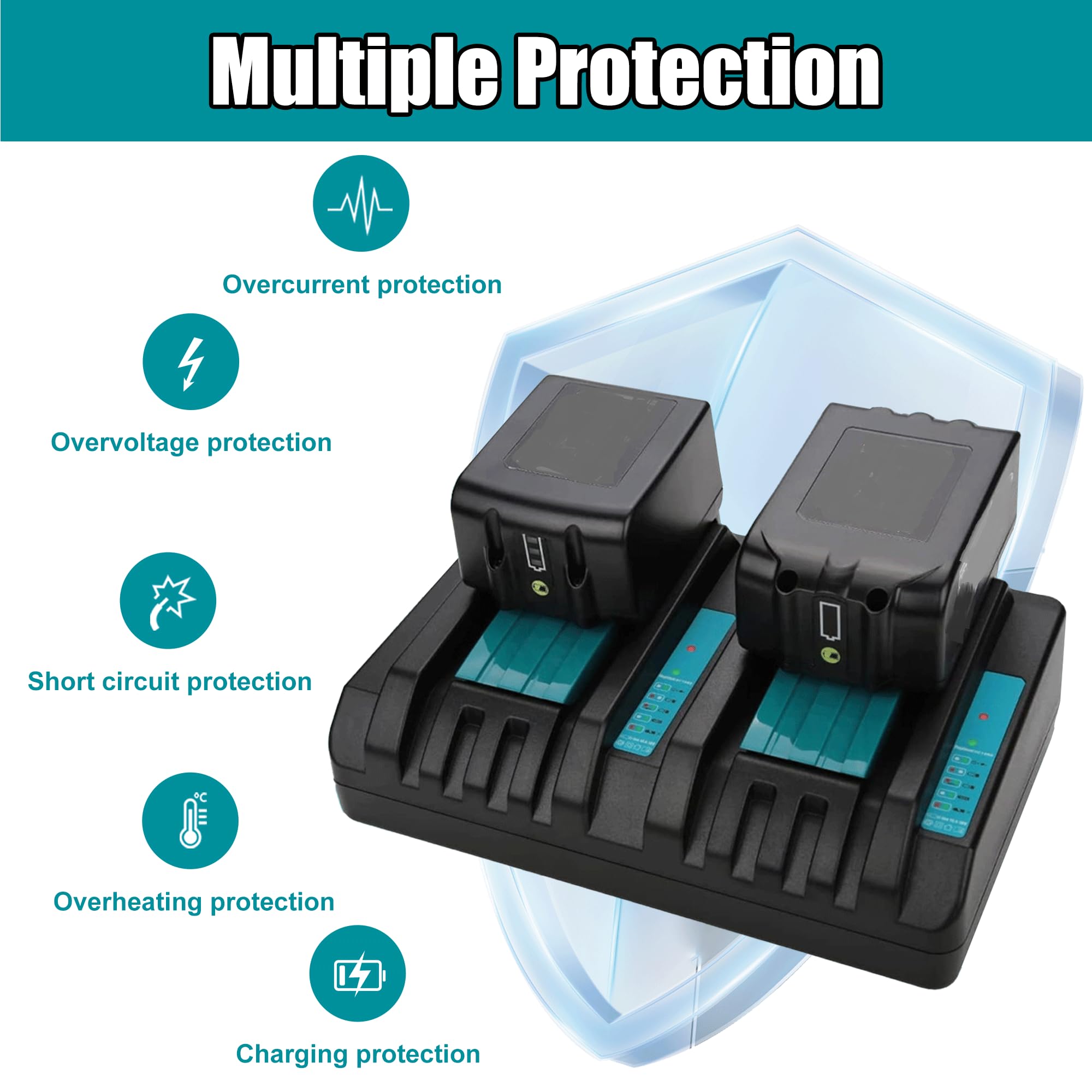 Energup 2X 18V 5500mAh Batería con Cargador DC18RD para Makita Batería 18V BL1860 BL1850 BL1850B BL1840 BL1830 BL1820 LXT400