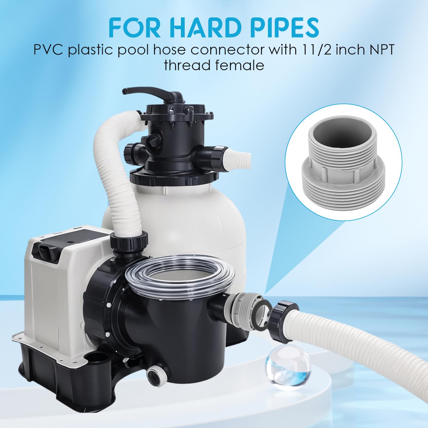 Tissting 2 sztuki adaptera węża basenowego z tworzywa sztucznego, gwint 60 mm/47 mm, konwersja pompy filtracyjnej do Intex 4560 58254, kompatybilny z twardymi wężami i systemami filtracyjnymi
