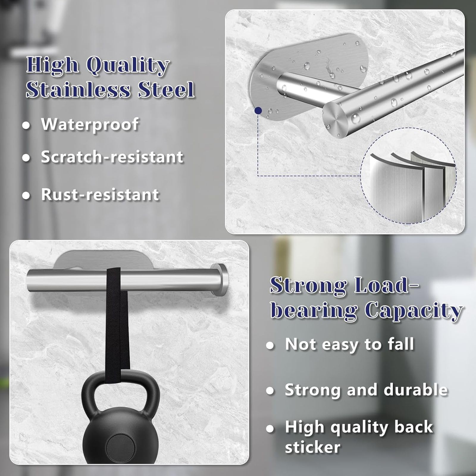 Porta Carta Igienica Senza Fori - Adesivo Forte, Acciaio Inox, Per Bagno E Cucina - Foto 3