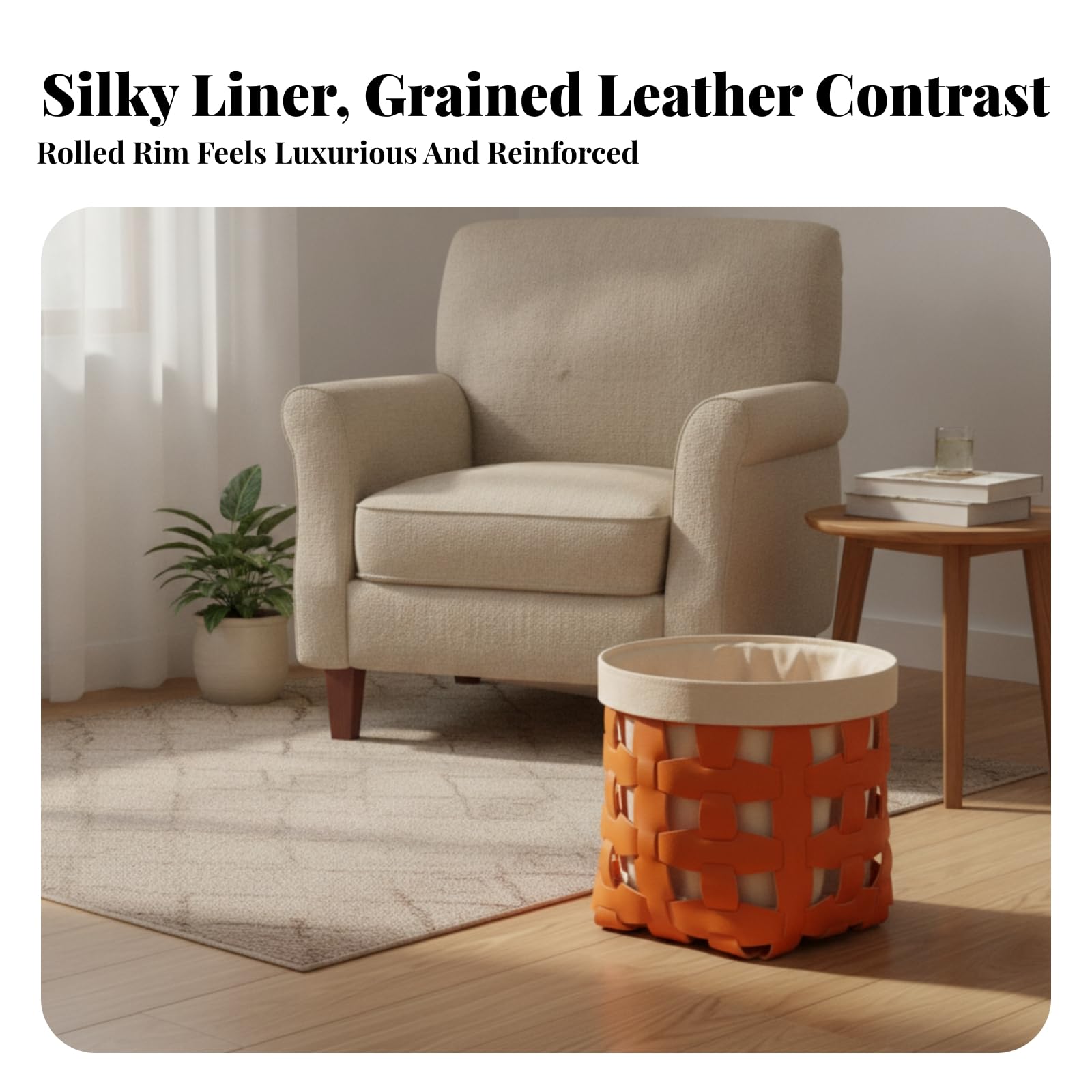 Cesta Almacenamiento | corativa, Multiusos, Cesta Almacenamiento en Forma Cubeta, para Dormitorio, Naranja, XL