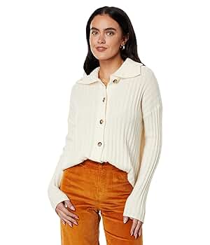 Madewell Niles Wide Rib Collar Cardigan Antique Cream 2XS