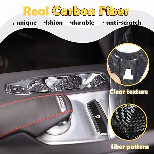 Miniatura 3 de CHEAYAR Cubierta de fibra de carbono para panel de palanca de cambios de consola compatible con Chevrolet Corvette C8 2020-2023, interior P D Auto M