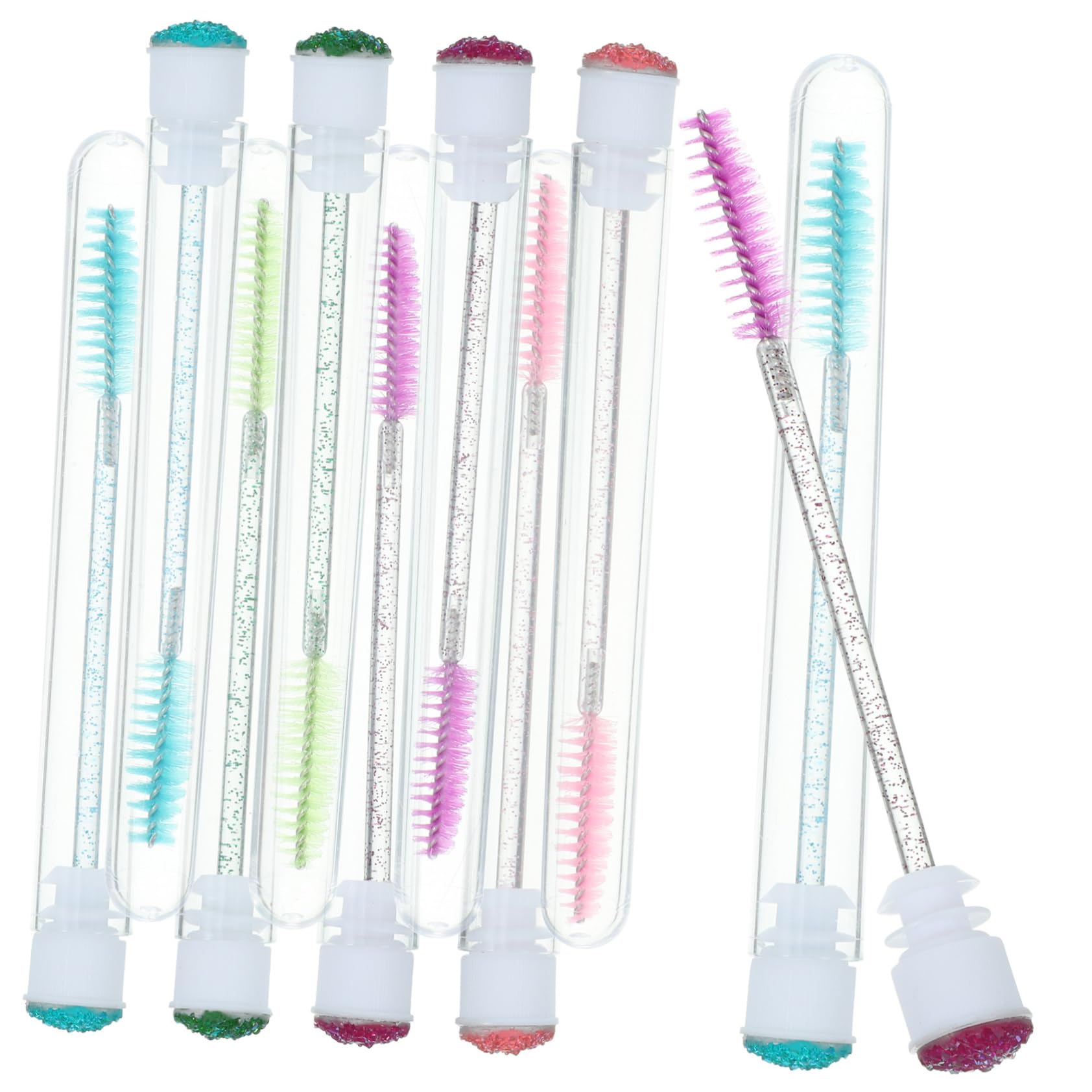 IWOWHERO 10pcs Eyelash Extension Supplies Kit Lash Brush Tube Easy to Use Eyebrow Applicator Assorted Colors Random Color