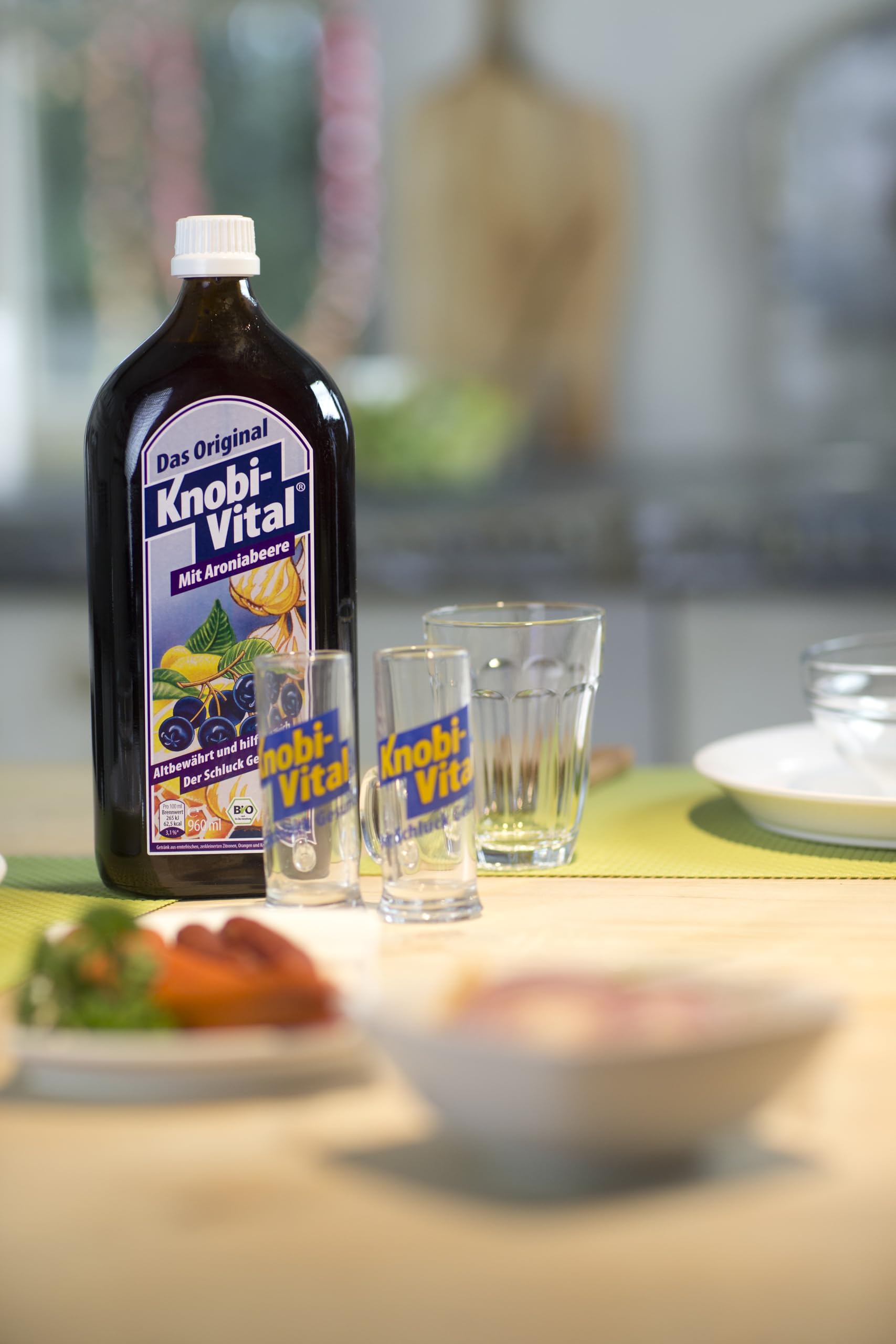 KnobiVital mit Aroniabeere Bio (960 ml) I Hochkonzentrierter Knoblauchsaft mit Thiamin für Energie, Nerven & Herz - Natürlich & ohne Zusätze