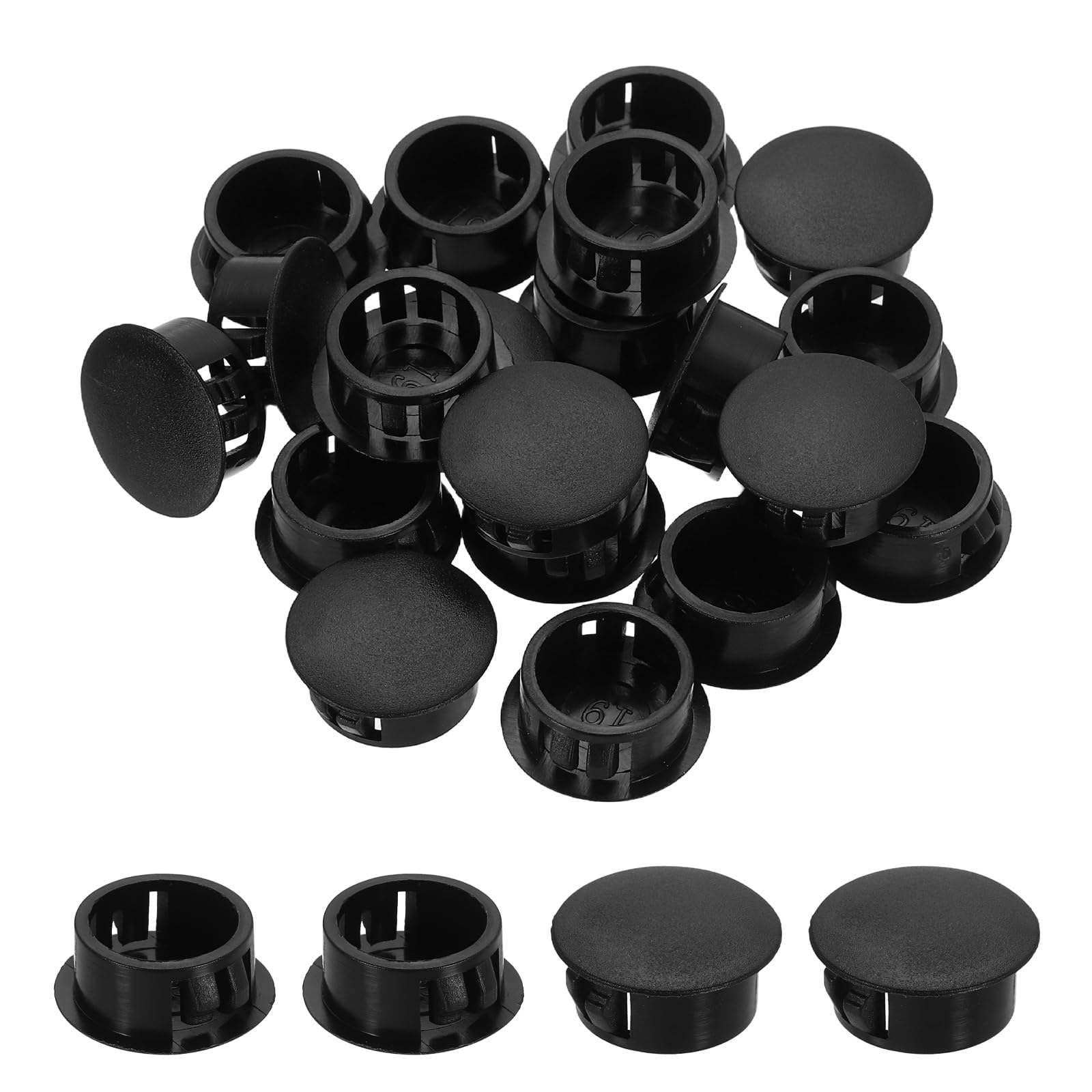 sourcing map Hole Plugs 50pcs 19mm(3/4-Inch) Plastic Plugs for Round Holes Flush Type for Furniture Cabinets Machines Hardware Fencing Post Pipe, Black โ image 1