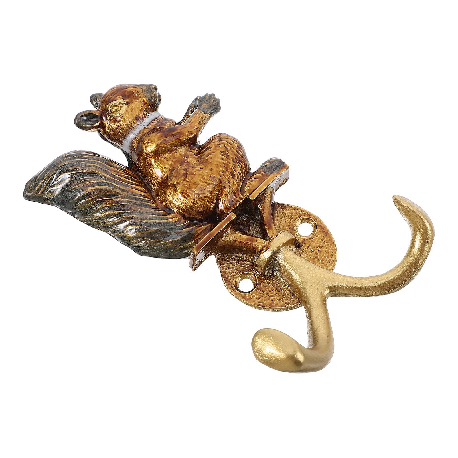 Decorative Wall Hooks Squirrel Animal Coat Hooks Metal Wall-Mounted Key and Towel Hangers for Entryway and Bathroom Storage