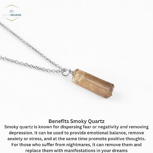 Miniatura 4 de Sunshinegems Natural Raw Smoky Quartz Crystals Pendant Necklace, Raw Gemstone, Energy Healing Crystals, Gift for Her, Birthday, Gemstone Jewelry 18