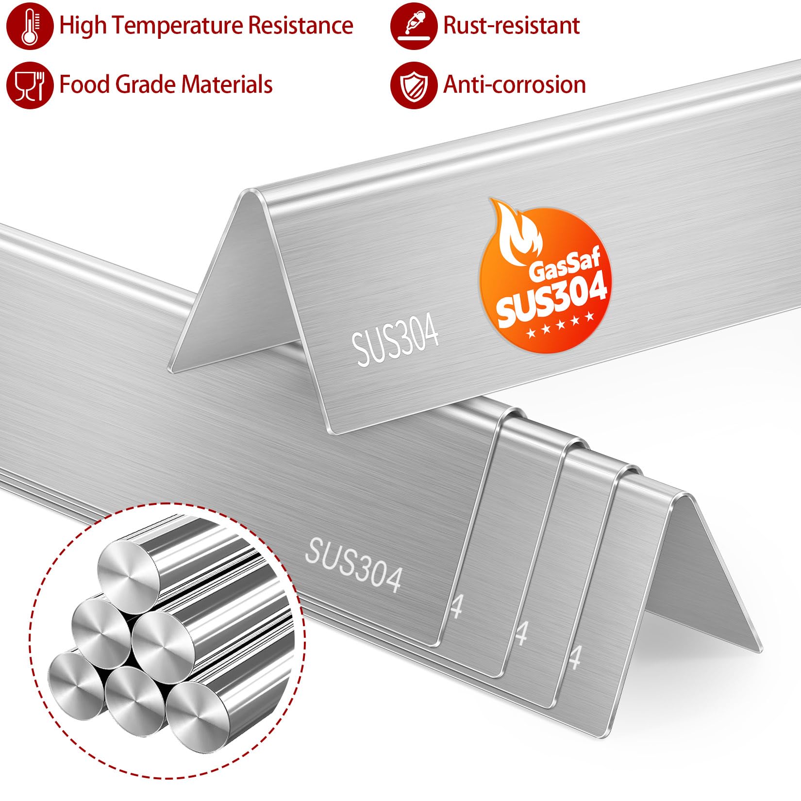 GasSaf Barre aromatisante de 57,1 cm pour Weber Spirit 300 avec panneau de commande latéral, 304 barres aromatisantes de rechange pour Weber 7536 7537
