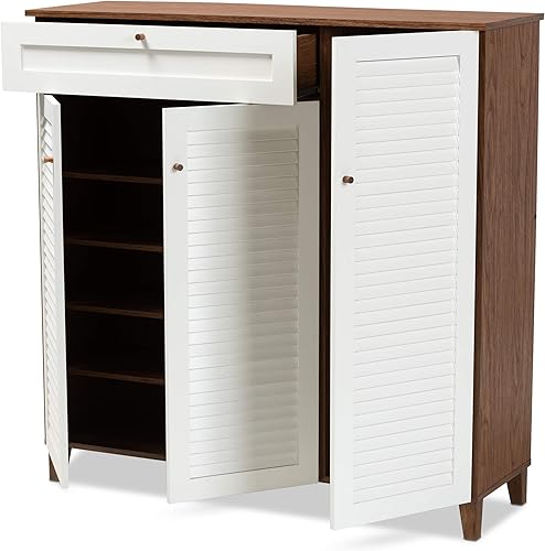 Miniatura 4 de Baxton Studio Zapateros, Blanco/Nogal