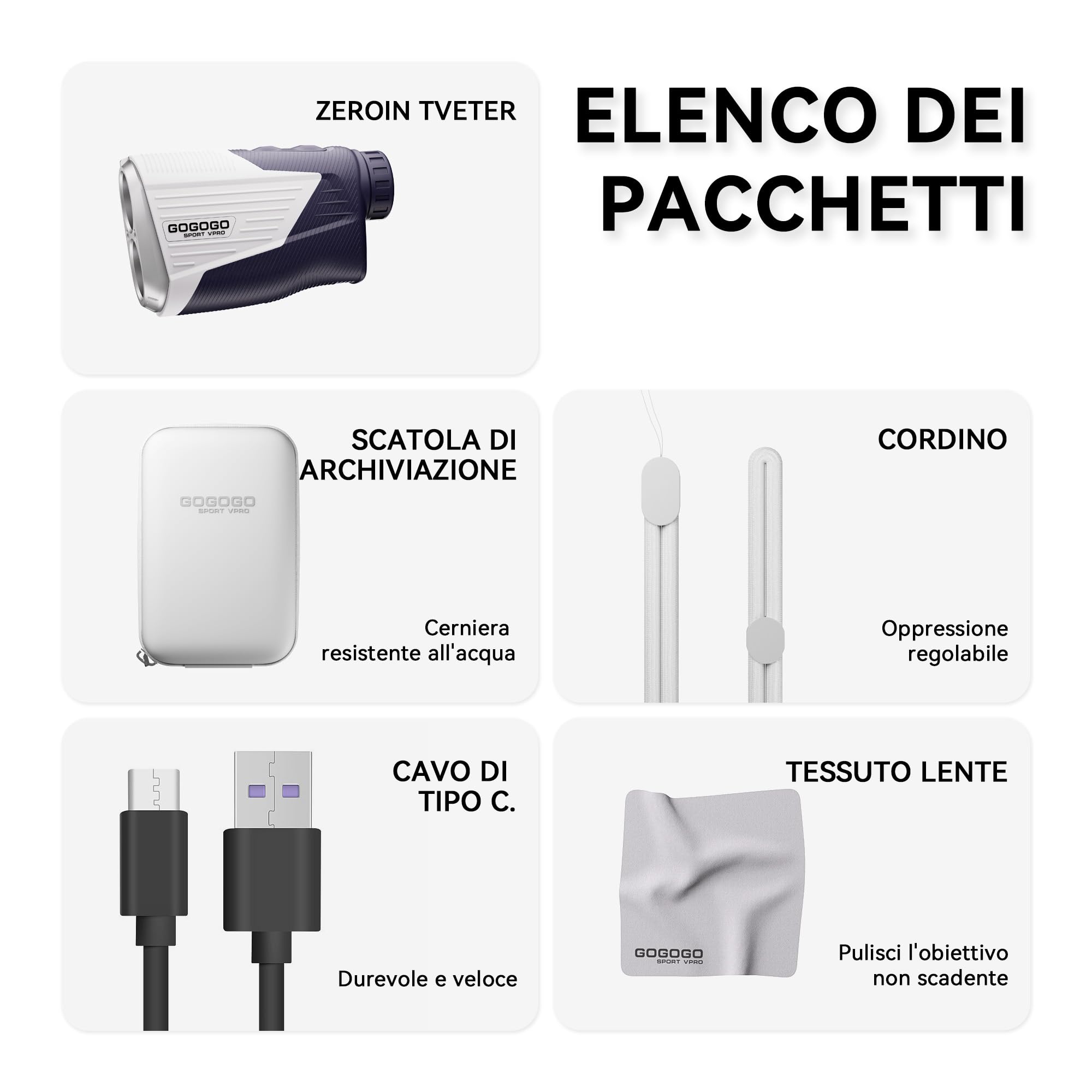 Gogogo Sport Vpro Telemetro Laser Golf Caccia 1372/2286 M/Y/Feet, Range Finder Magnetico Precisione±0.5yd, Blocco della Bandiera e Vibrazione, Pendenza on/off, Modalità di Scansione, Schermo HD, Blu