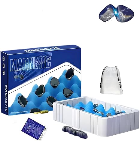 Magnetic Chess Game Magnet Game with String, Magnet Game with String, Magnetic Chess Game with Stones (Blue-A)