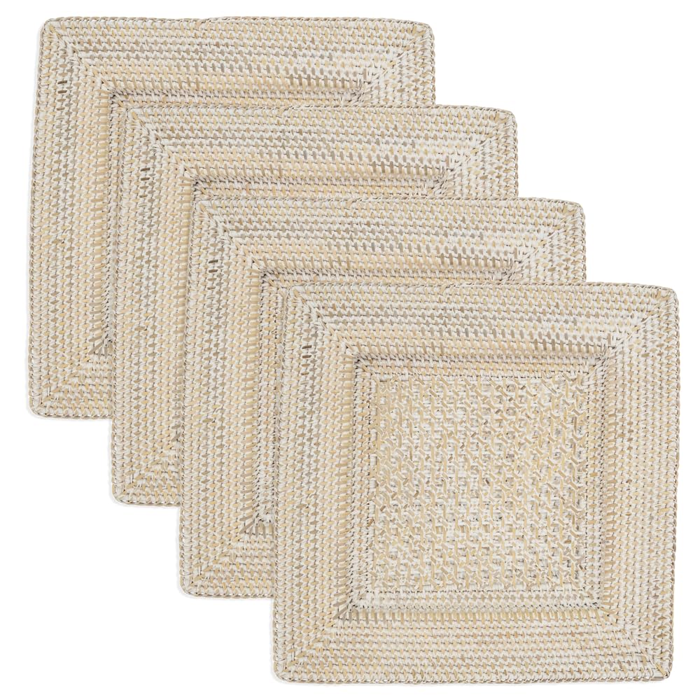 Fennco Styles Handwoven Rattan Decorative Charger Plates 13
