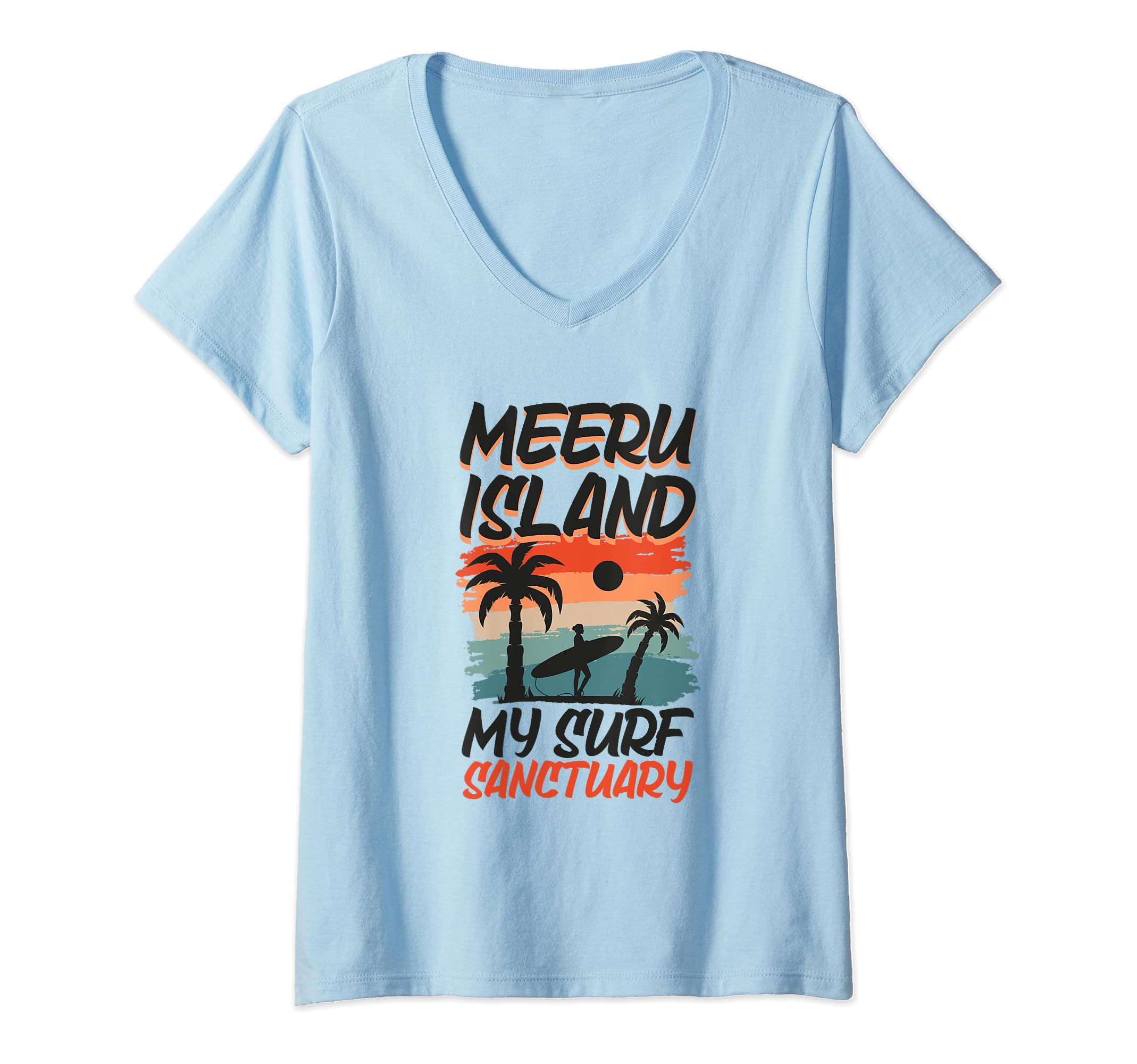 Womens Surfing at Meeru Island V-Neck T-Shirt
