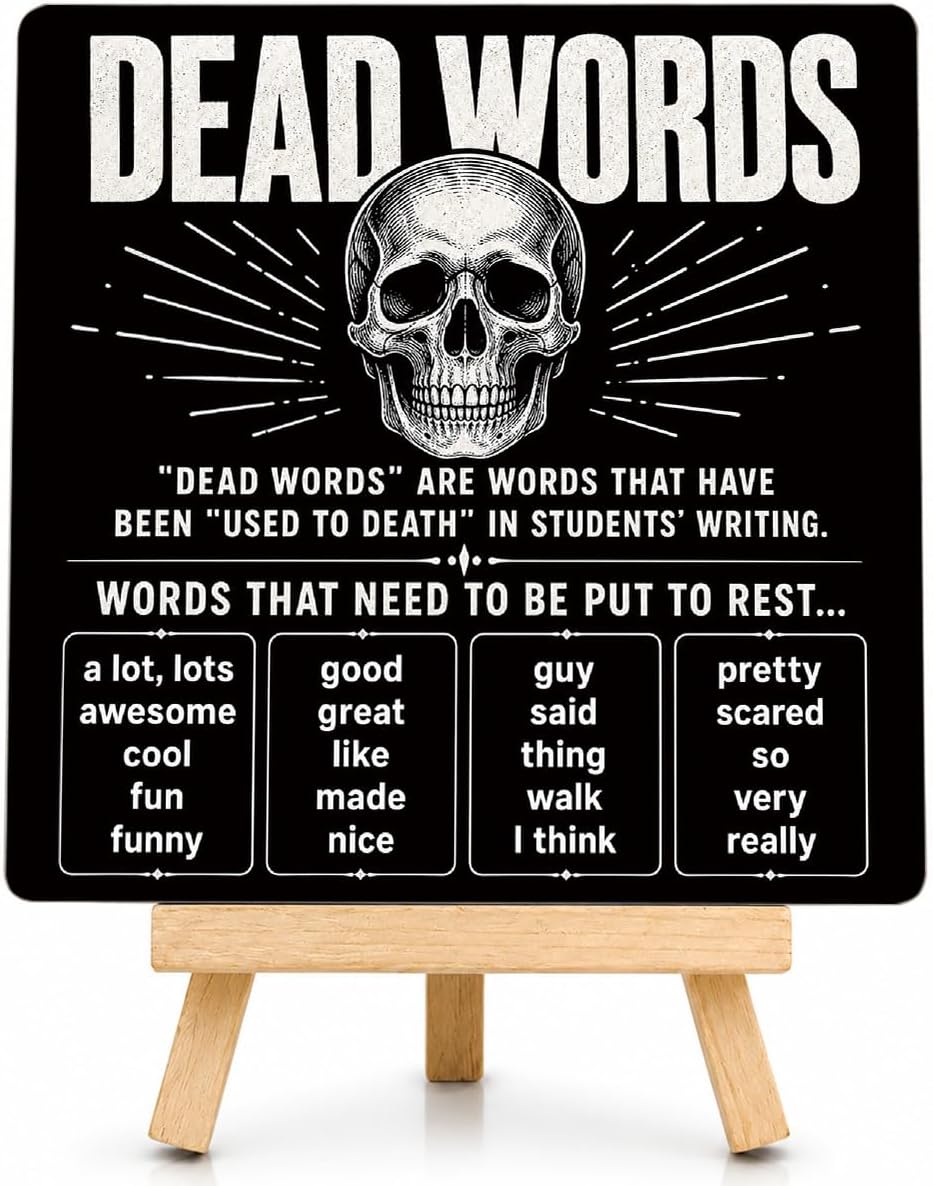 Dead Words English Classroom Wooden Desk Sign With Stand