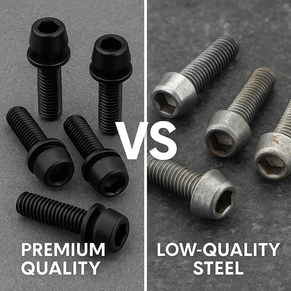 5PCS M6 x 20mm Titanium Allen Bolts, Black Hex Screws with Washers