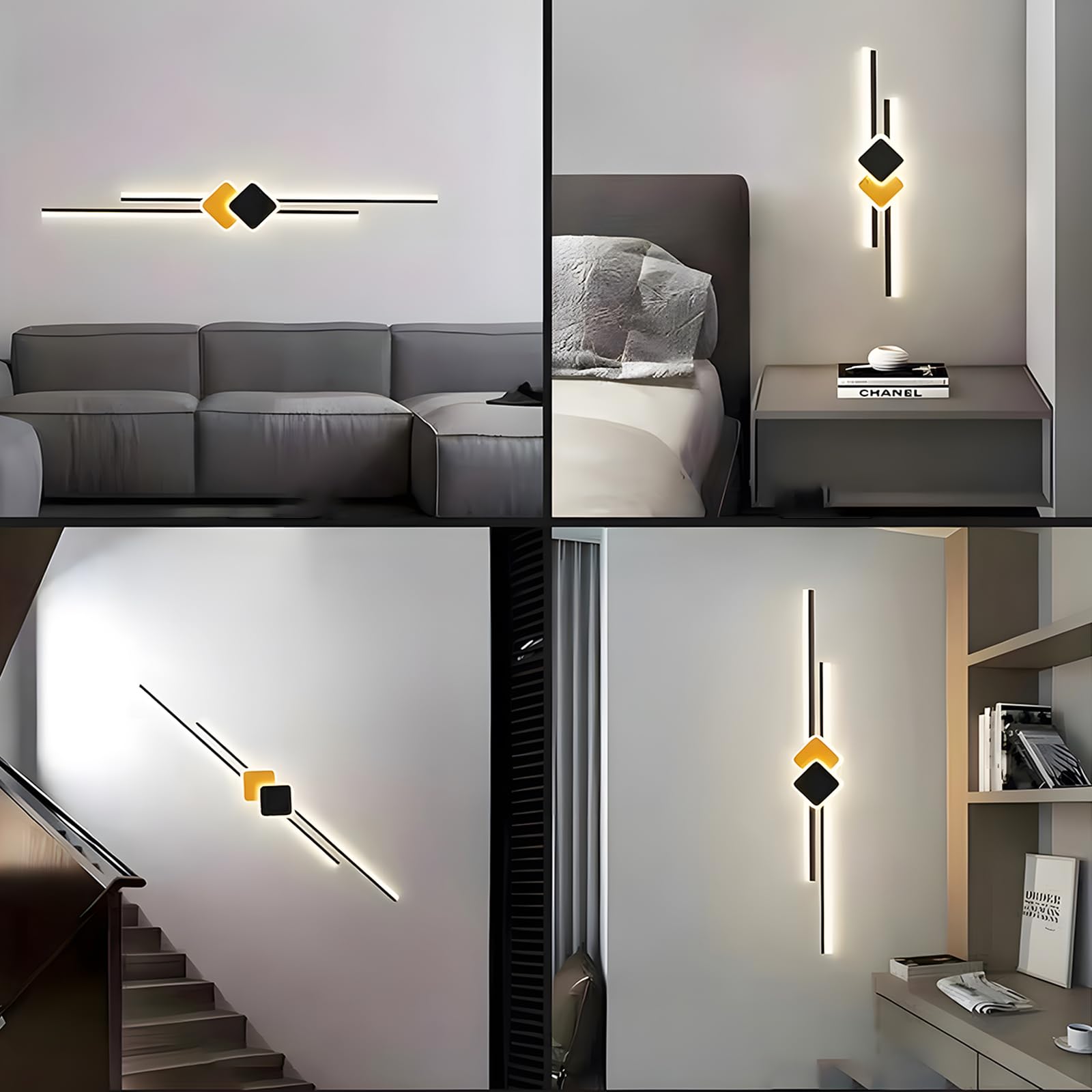 Aplique Pared Interior LED,27W/120CM Lámpara de Pared Moderna | con Control Remoto Regulable 10%-100%,3000K-6000K, para Dormitorio Sala de Estar Pasillo