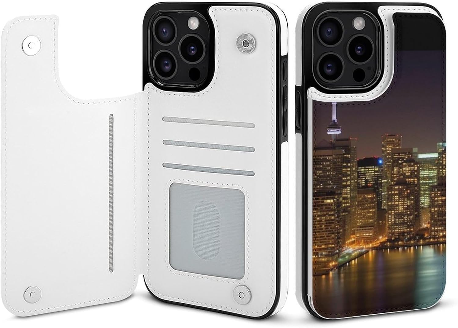 Cityscape Night Canada Print Wallet Case for iPhone 15 Pro Max