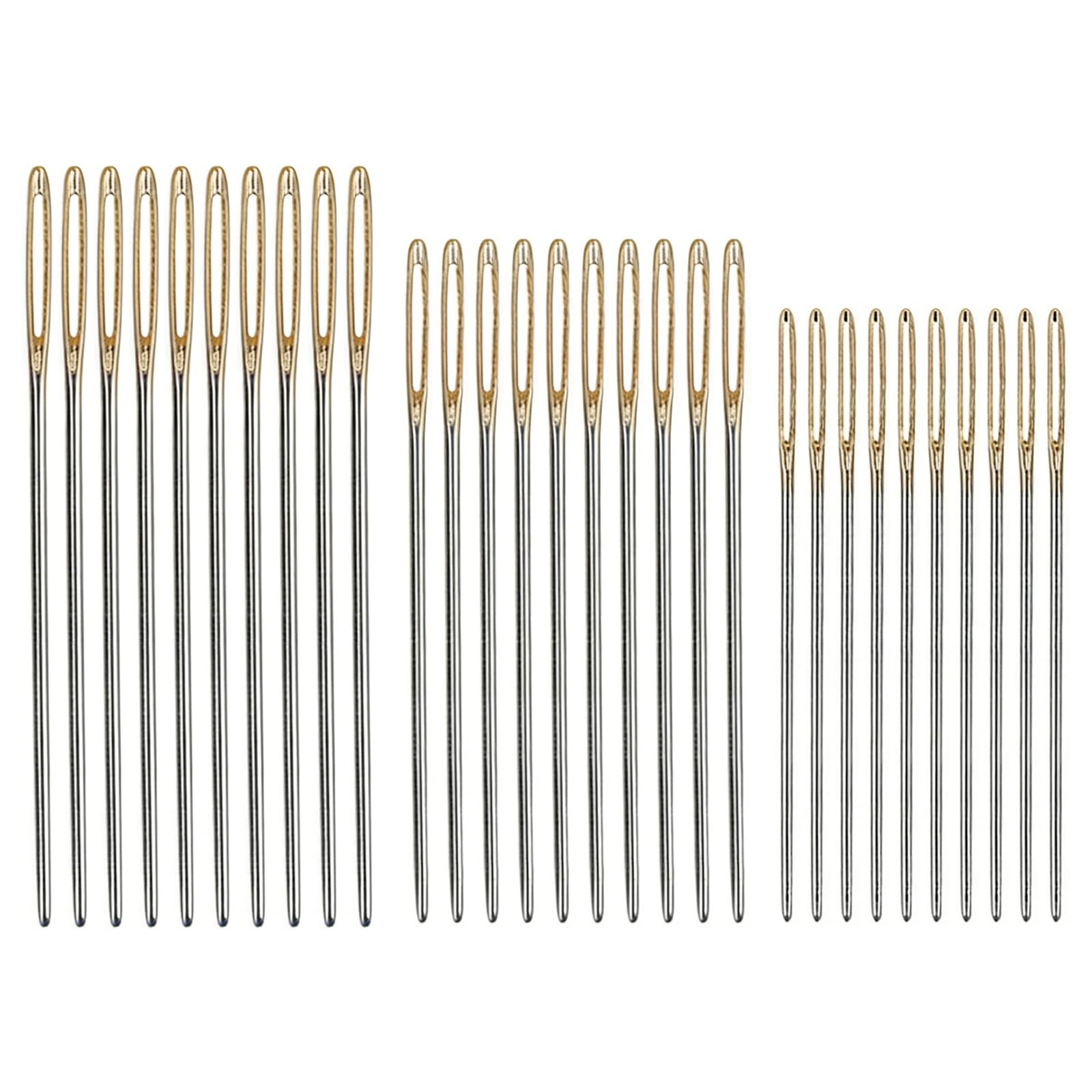 Cross Stitch Needles Sizes 22, 24, 26 - Set of 30 Gold Eye Embroidery Needles for Tapestry, Needlepoint & Hand Sewing