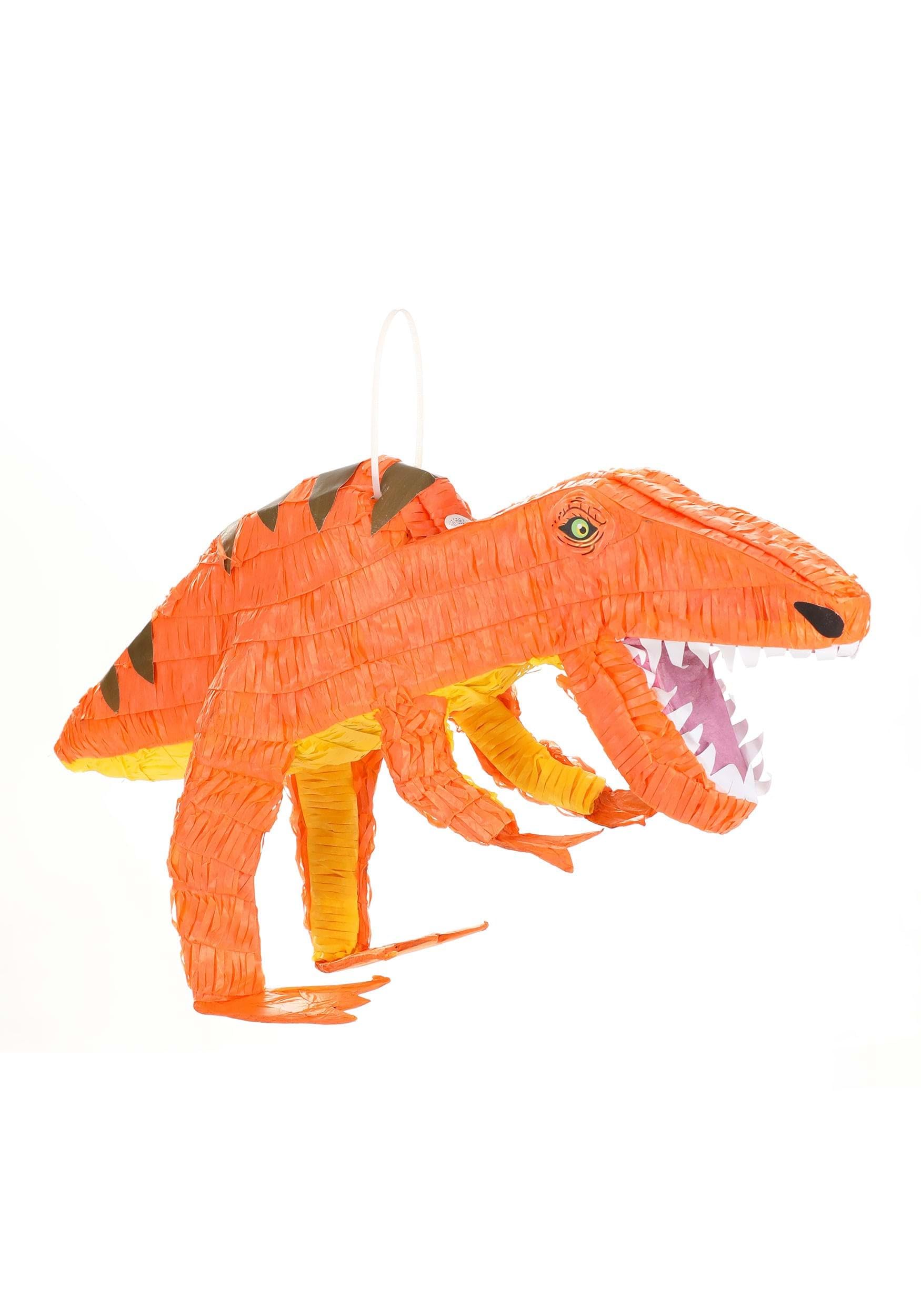 Fun Costumes Dinosaur T-Rex Pinata Jurassic Park Party & Birthday Decoration, Unisex Smashable Supplies Display - Standard - Orange