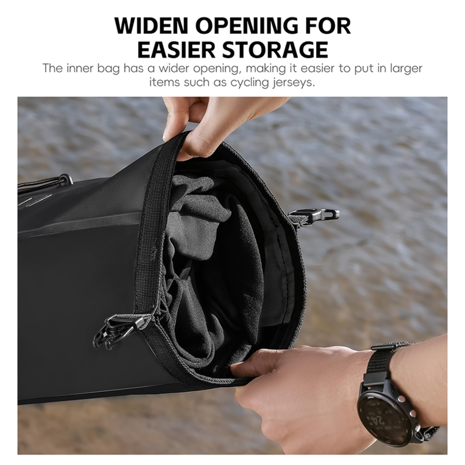 POENVFPO Borsa da Bici, Borsa da Ciclismo Sottosella in PVC da 14 Litri con Cinghie Regolabili per il Ciclismo a Lunga Distanza (10-14L)