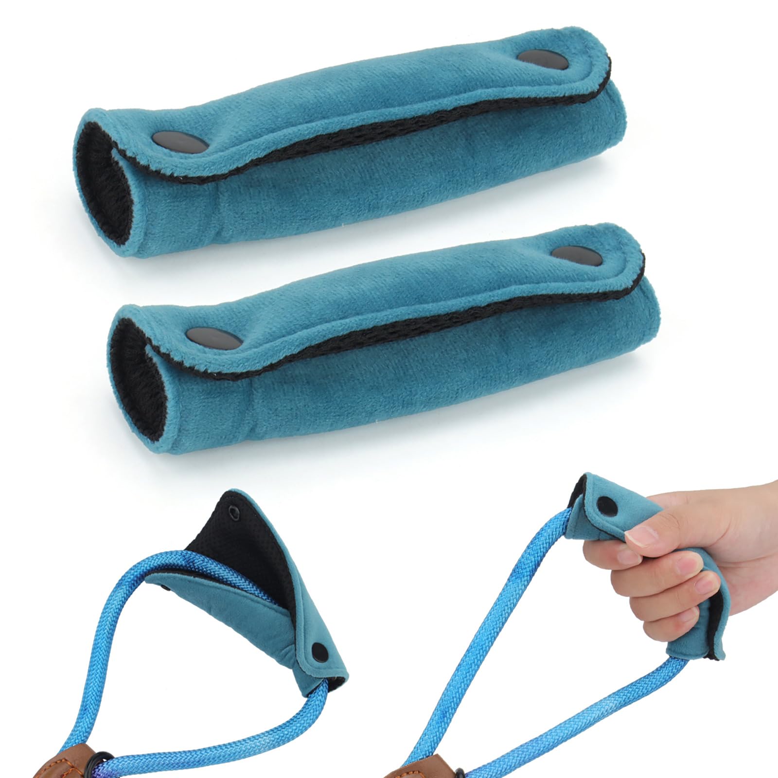 TONYFY 2 x Grip Handle Sleeve - Soft Dog Lead Wrap - Velvet & Polyester Mesh Ensure Comfortable Grip - Handle Sleeve Protective Pad for Dog Lead/Bag/Crutches/Luggage Handle (Blue)