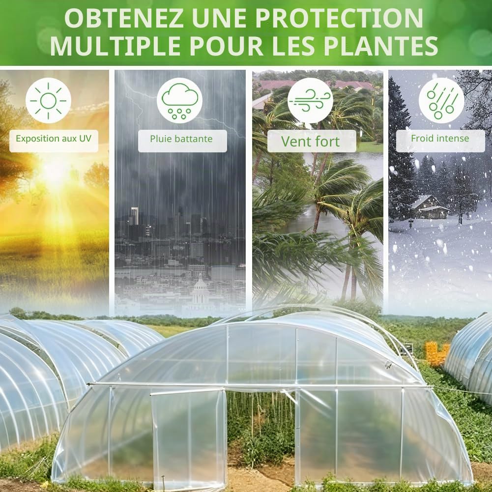 Bâche Transparente, 2*10 M Clair Jardin Grandir Couverture, Bache pour Serre, Film Polyéthylène pour Couvrir Les Jardin, Légumes und Tomate