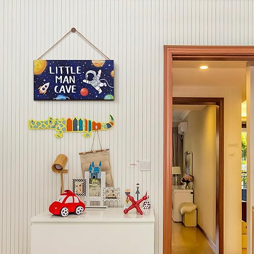 Miniatura 4 de ZIEYOMI - Letrero de cueva de hombre pequeño, decoración de habitación de niños, decoración de habitación de niños con temática de astronauta,