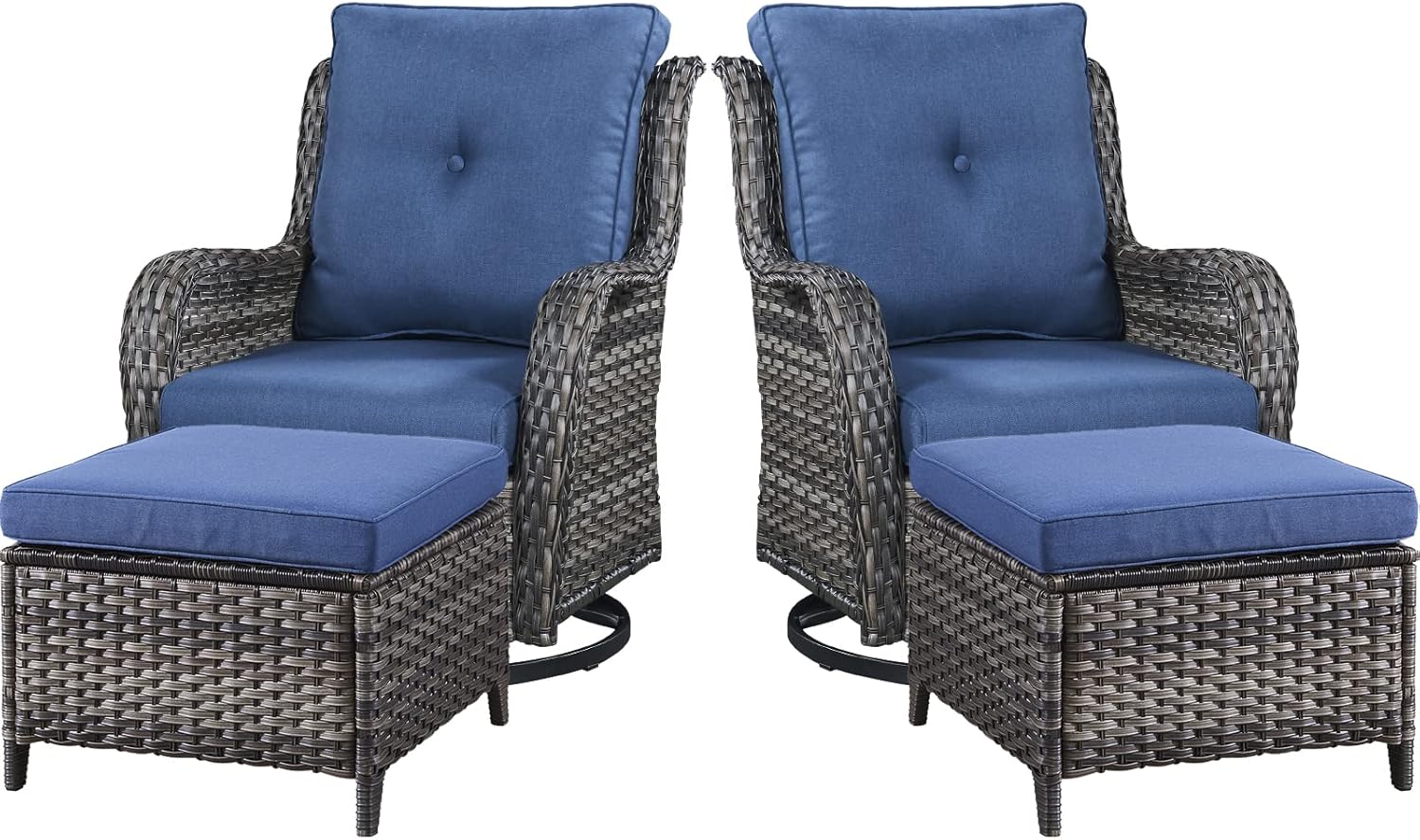 Belord 4 Pieces Patio Furniture Sets, Wicker Patio Swivel