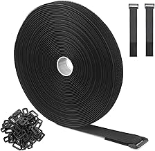 Aicosineg Strong Bands, 16.4 ft x 0.8 inches (5 m) x 0.8 inches (2 cm), Free Cut, 25 Pcs Plastic Buckles, Adjustable Bands, Wire Organization, Fixing Belt, Load Fastening Belt, Wire Management, DIY