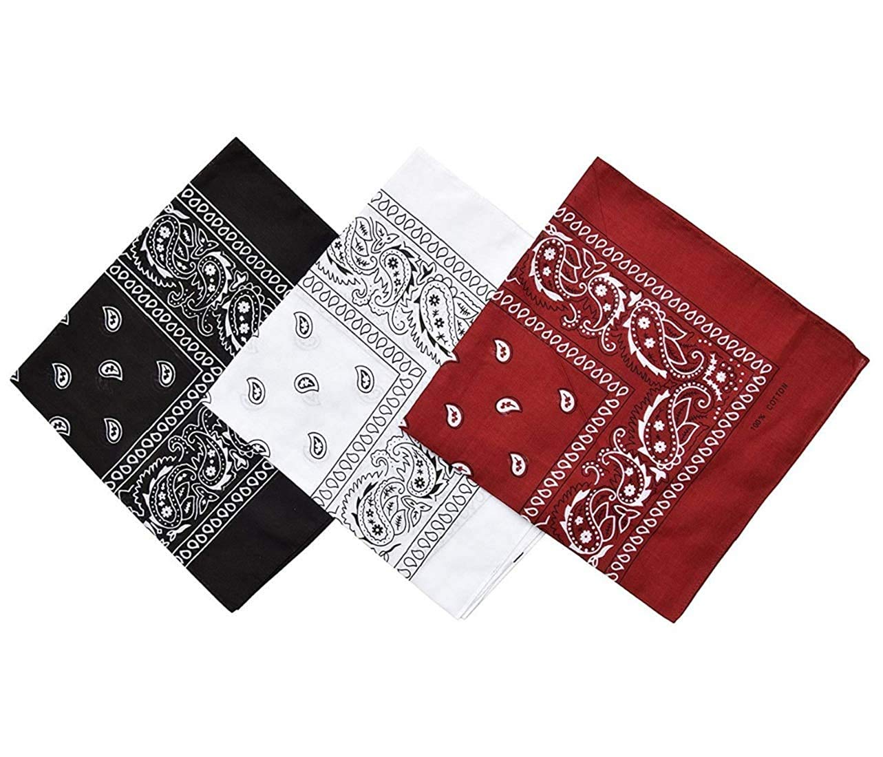 Paisley Print Bandanas Cowboy Headband Handkerchiefs Head Wrap Scarf for Men & Women - (Multicolour)-(Pack of 3)