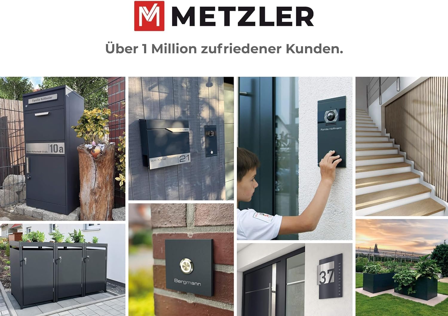 Metzler Moderna Cassetta Postale Con Portagiornale Antracite RAL 7016 - Personalizzata Con Targhetta in Acciaio Inossidabile V2A, Da Parete - Siebert