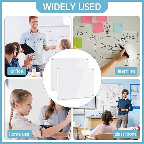 Miniatura 6 de Ctosree 2 tableros de acrílico transparente de borrado en seco para pared, tablero de notas acrílico reutilizable de 24 x 18 pulgadas, para colgar,