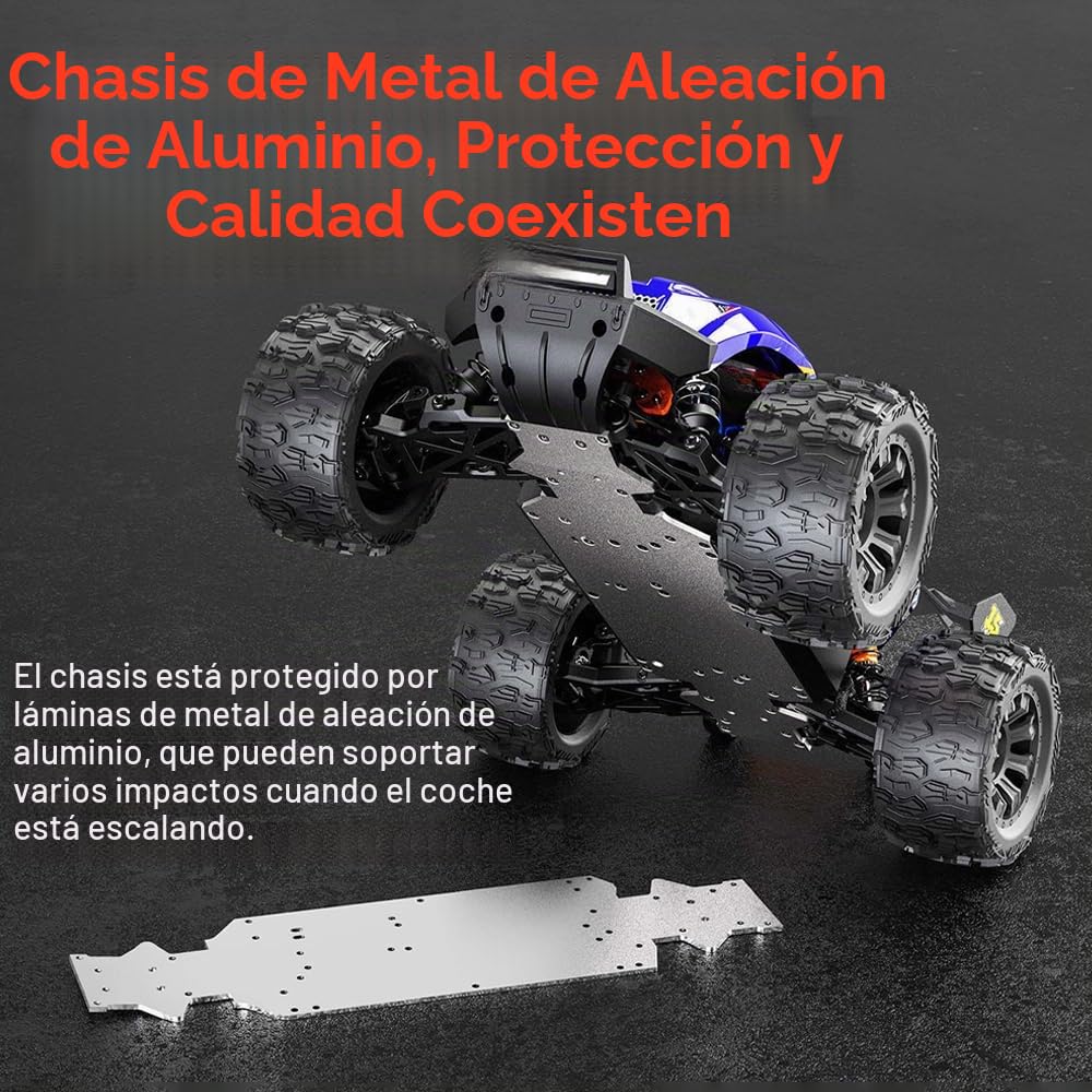 1/14 coche teledirigido para adultos, velocidad máxima 100 km/h, motor sin escobillas 3S, coche RC, alta velocidad, offroad drift racecar, 4WD Off Road Race Buggy, 3 baterías (azul)
