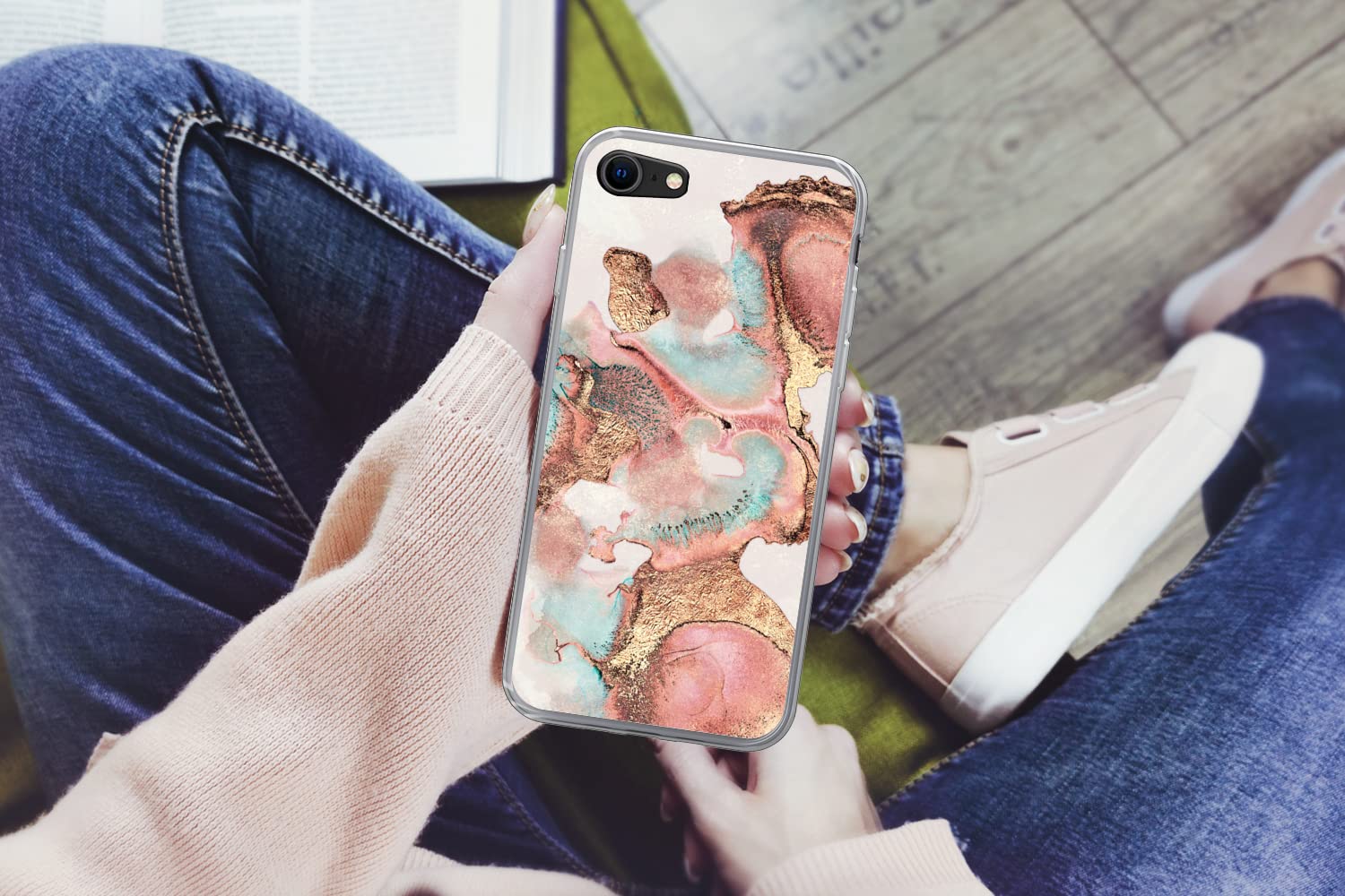 MuchoWow Funda para iPhone 8 - Tinta - Pastel - Abstracto - Funda de Silicona/Funda Blanda para teléfono móvil