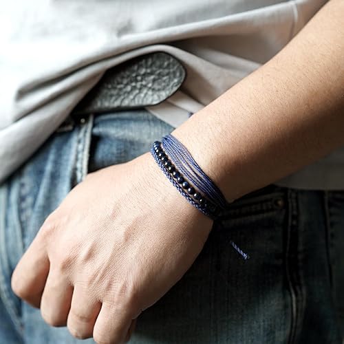 Miniatura 191 de Handmade Natural Stone Beaded Healing Bracelet Gift for Men Adjustable Rope String Bracelet