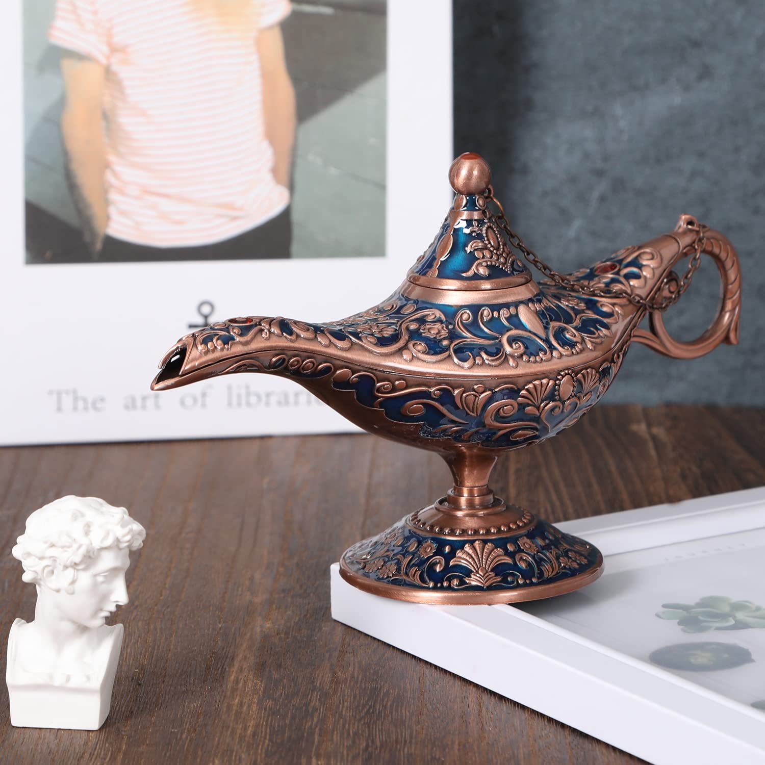 アンティーク　カラーアート純銅メダル　5オンス シャークバイト Amazon.com: Gusnilo Vintage Aladdin Magic Lamp Genie Lamp Red