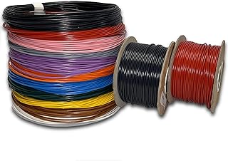 MKGT 12V 24V Single Core Automotive 1.0mm² 2.0mm² Stranded Copper Cable Thin Wall Wire 16.5/25 Amps (BLACK 2.0mm², 10M Coil)