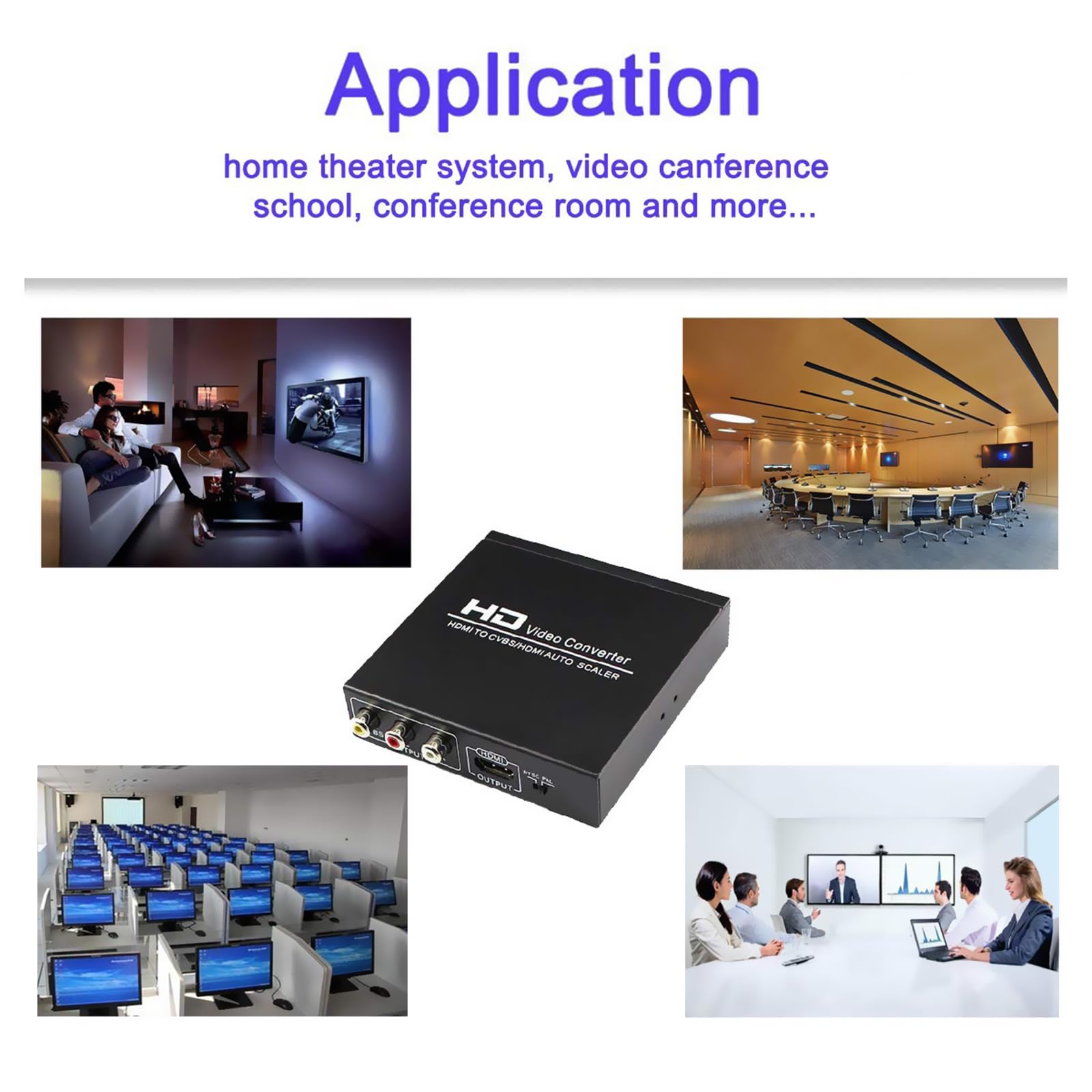 Wonlyus Convertitore da HDMI a HDMI e RCA, 1080P HDMI ad AV 3RCA CVBs video composito 3,5 mm adattatore audio AUX supporta PAL/NTSC per TV Stick PS3 PC Laptop XBOX HDTV DVD (nero