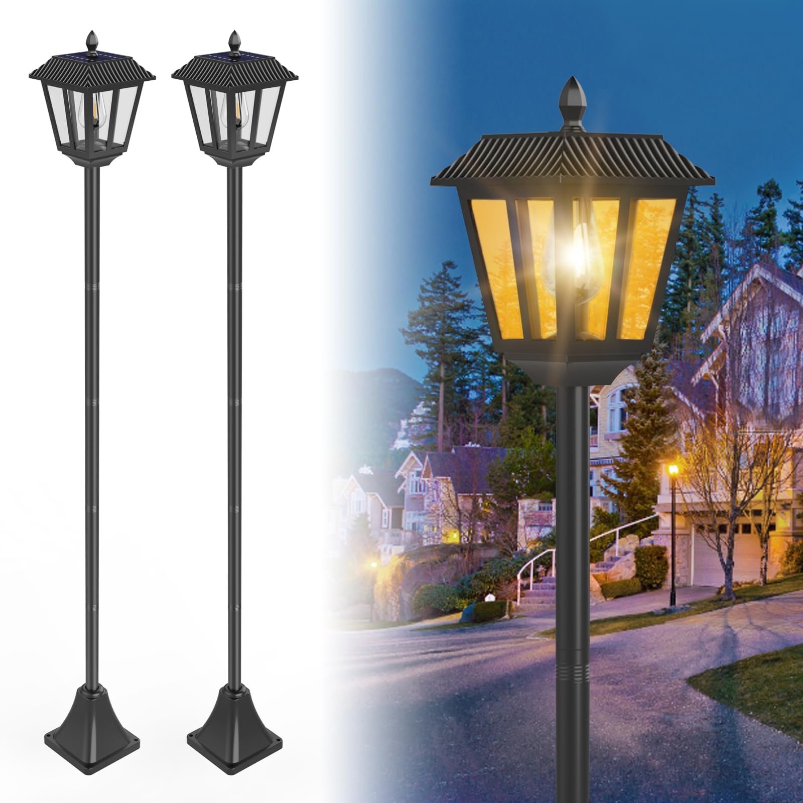 Artrastar LED Solar Laternen Für Draußen Grablaterne Mit Erdspieß Solarlampen Garten Outdoor Wetterfest Wegeleuchten Gartenleuchte 180 cm Warmweiße（2 Stücke）