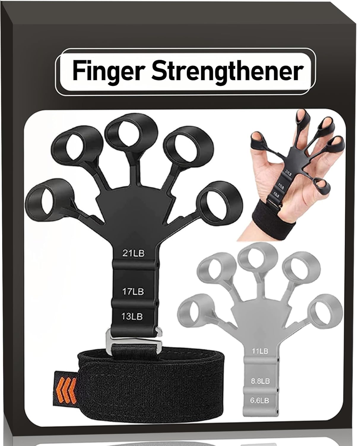 2 Pcs Finger Gripster Hand Exerciser, Adjustable Grip Strength Trainer