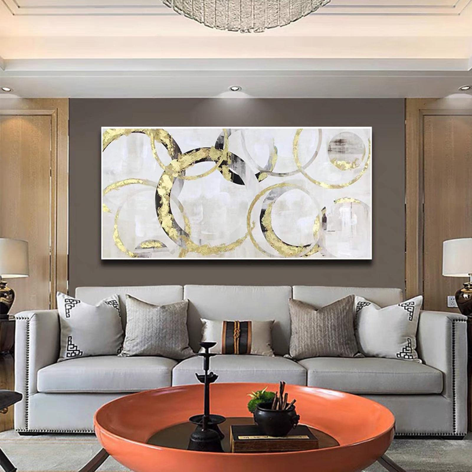 Abstraktes Ölgemälde An Leinwand – Modernes Wandbild 61x122 Cm Für Küche, Büro & Wohnzimmer