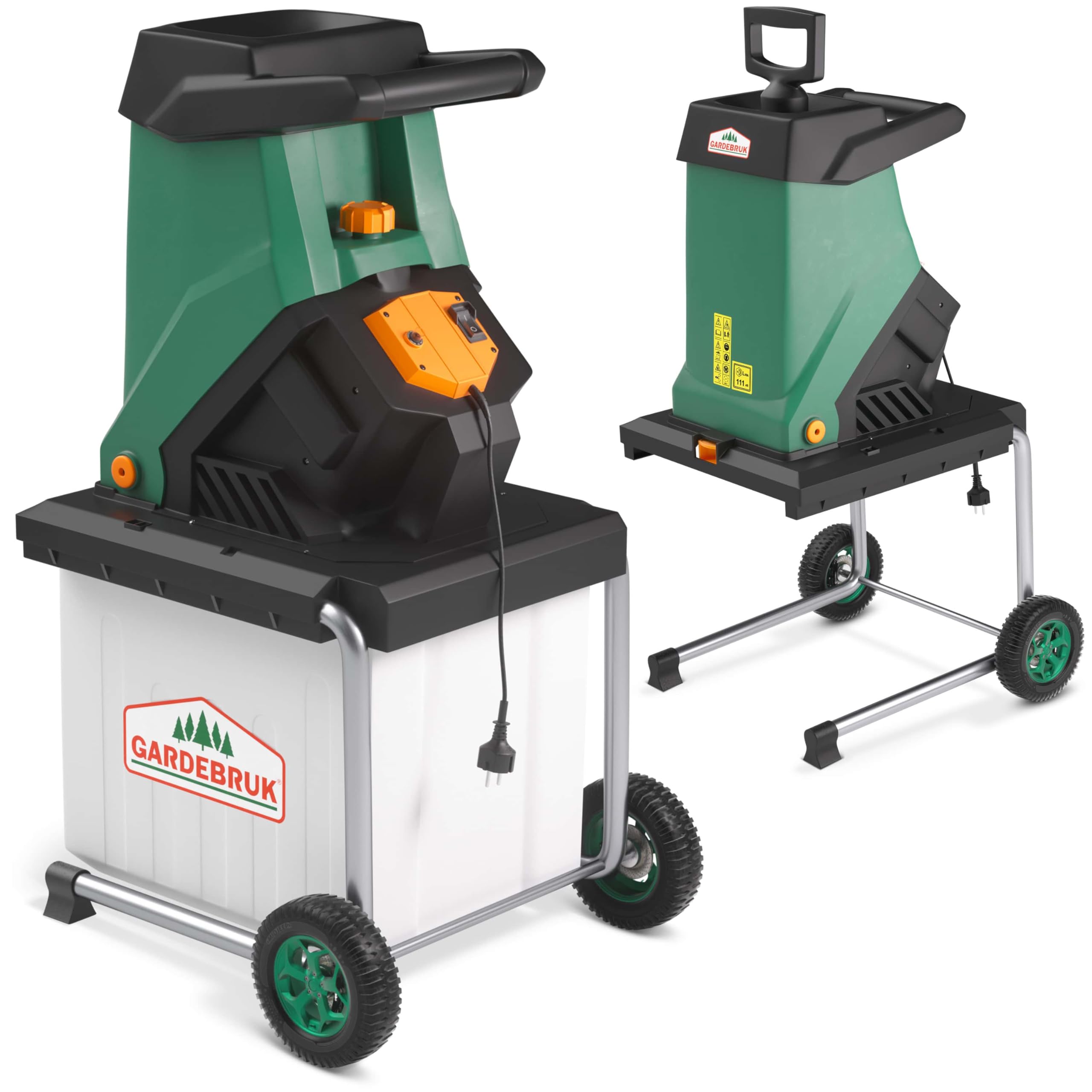 Gardebruk® Electric Garden Shredder 3100 W Max. Branches Ø40 mm, Shredder, 50L Collection Bag, Garden Tool, Garden Waste, Chippers, Wood Log Shredders