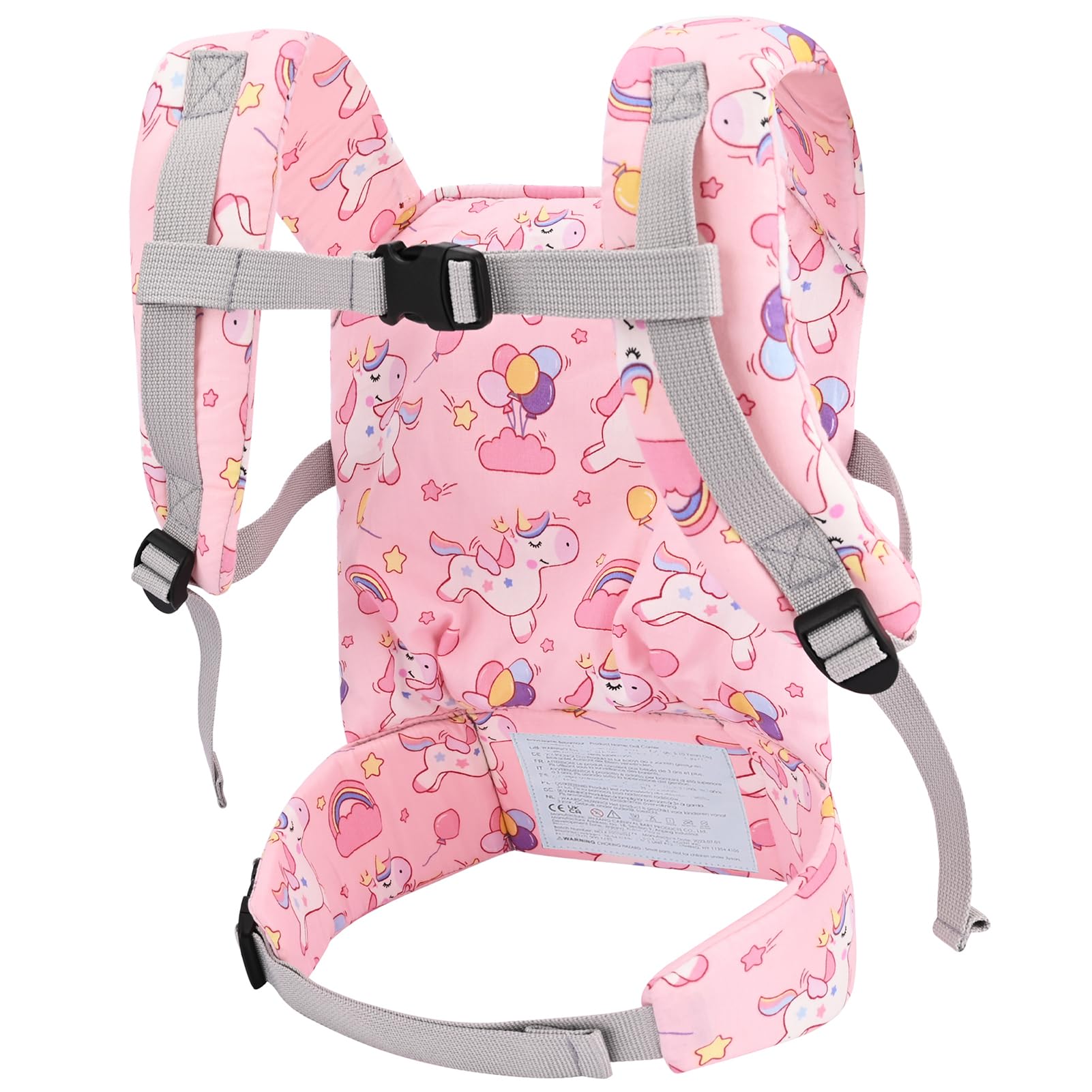 Bebamour Baby Doll Carrier for Kids Baby Doll Accesorries Storage Bag Backpack Stuffed Toys Carrier, Pink Unicorn - Image 3