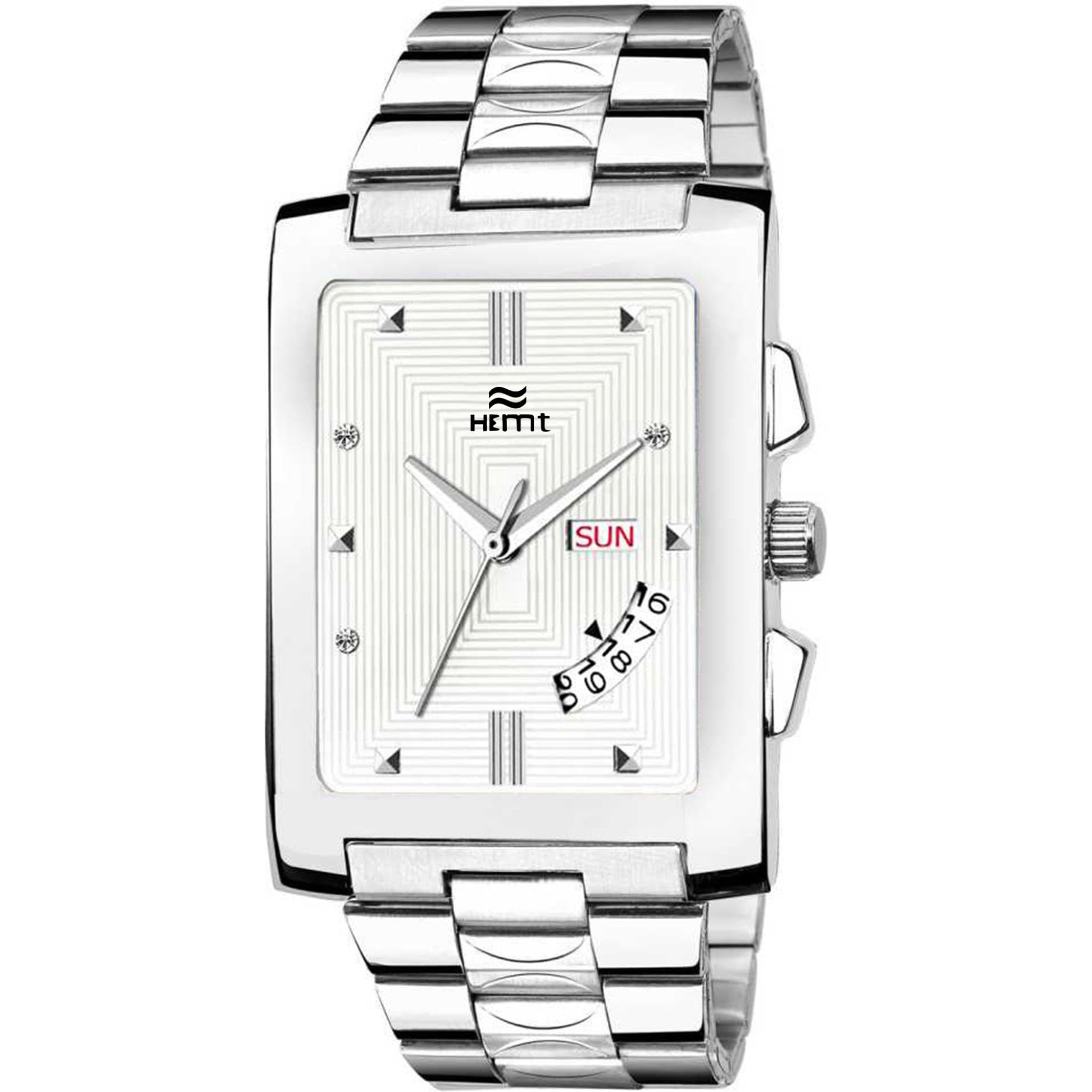 HEMT Stainless Steel Square Dial Day Date Display-Hm-Gsq1030 Analog Watch - For Men (Silver), Band Color:Silver (B08KSBMDSF) Amazon Price History, Amazon Price Tracker