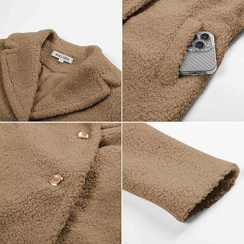 Miniatura 5 de GRACE KARIN Abrigo de vestir para niñas, abrigo acogedor de piel sintética de invierno para niñas de 5 a 12 años