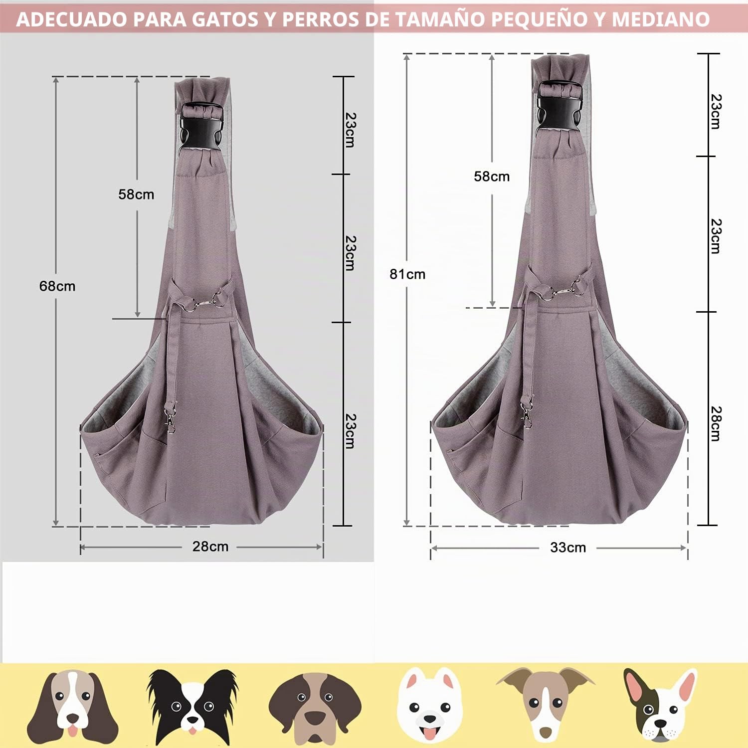 AGPTEK Bolsos para Mascotas Transportín para Perros Bandolera Correa de Hombro Pet Carrier Dog Hand Sling Carrier Acolchada Carga Ajustable Tote Bag con Bolsillo Delantero Puppy Carrier