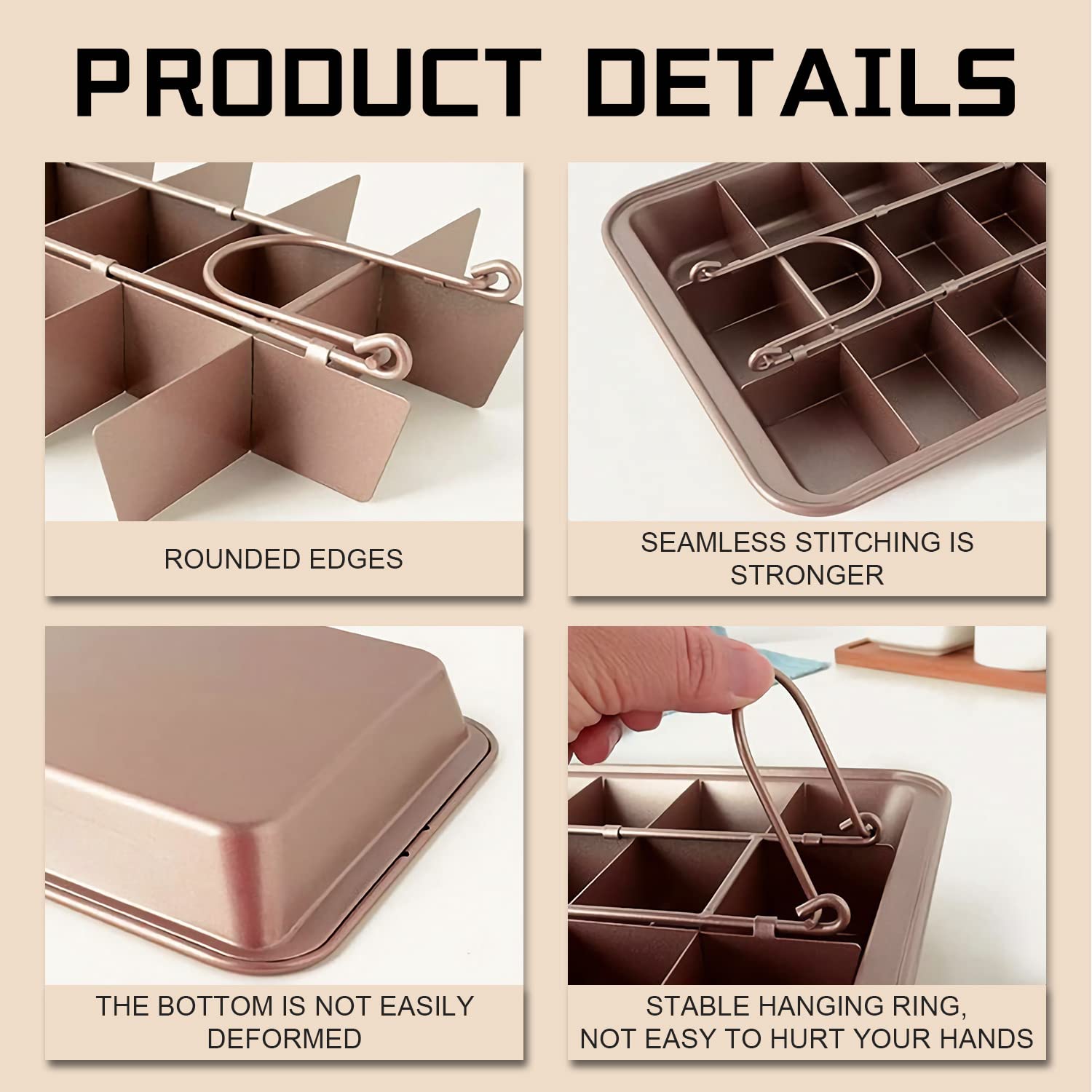 LMIP Non-Stick Brownie Pan With Dividers - 18 Pre-Cut Squares For Perfect Brownies & Lasagna