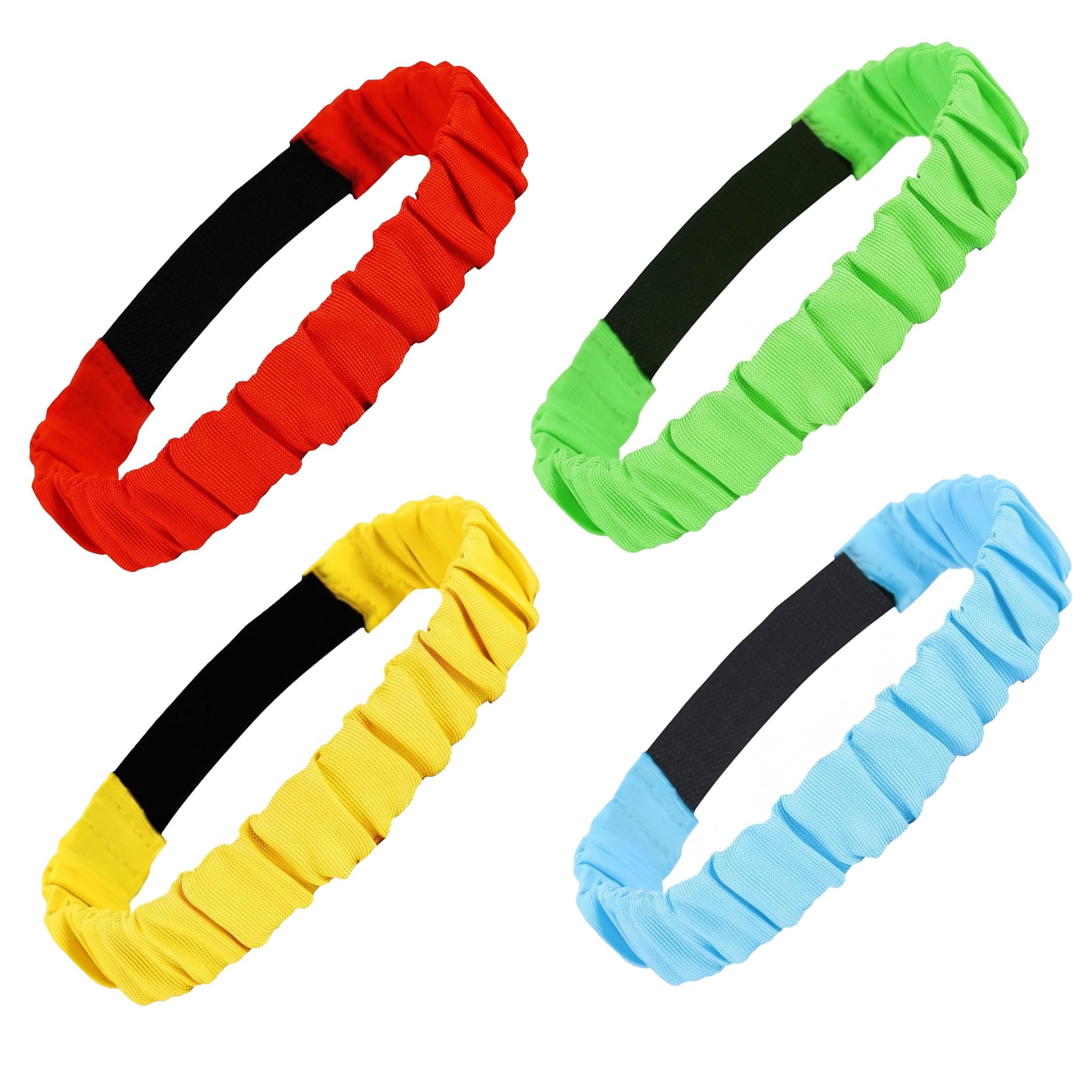 4 Pack Three Legged Race Bands,Oxford Fabric Race Bands Blue Yellow Red Green,3 Legged Race Bands,Adjustable Ankle Straps with Hook and Loop Fastener,for Team Building,School Field Day,Outdoor Games