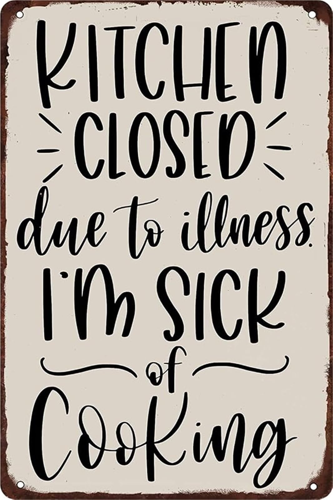 IDGTTLDF Vintage Kitchen Out of Order Humor Metal Sign Quirky Cooking Pun for Home Kitchen Laundry Room Mudroom Game Room Decor 8 X 12 inch